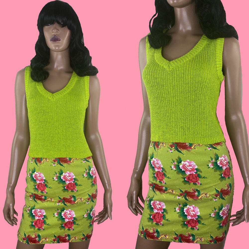 Vintage 90s Contempo Casuals Metallic Green Top